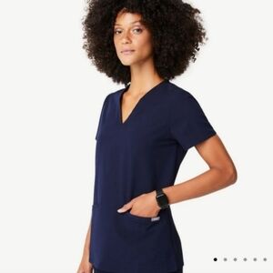 Figs Scrub Top Womens Sz XXS Navy Blue Technical Collection Casma EUC